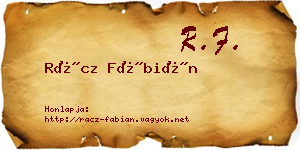 Rácz Fábián névjegykártya